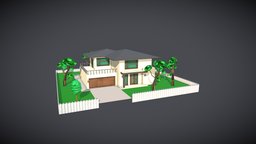 Low-Poly House + Yard yard, low-poly, lowpoly, house
