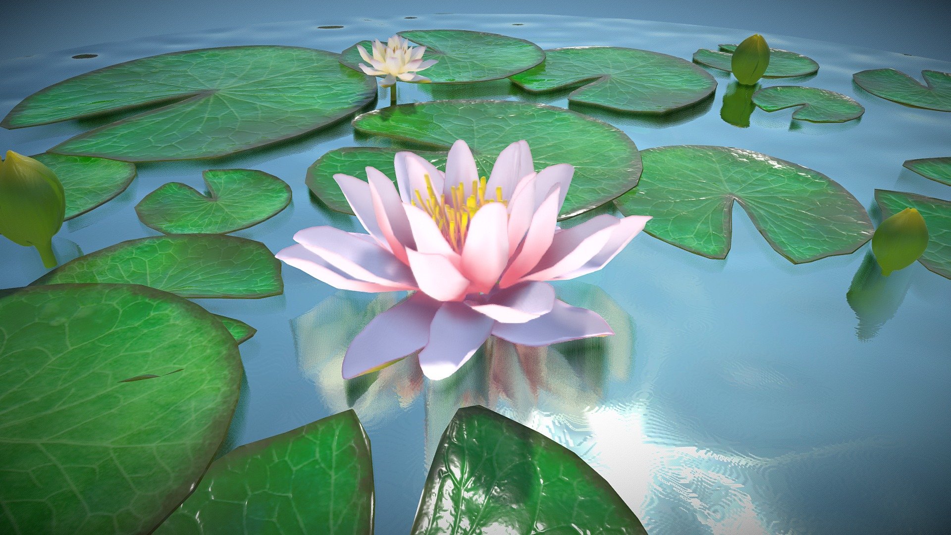 Animated Water Lily 

Please download the additional file to get the separated mesh and the 3 differents flower colors


Made with Blender and subtance painter



If you have any questions, contact me!

 
 - Animated blooming water Lily - Buy Royalty Free 3D model by Zacxophone 3d model