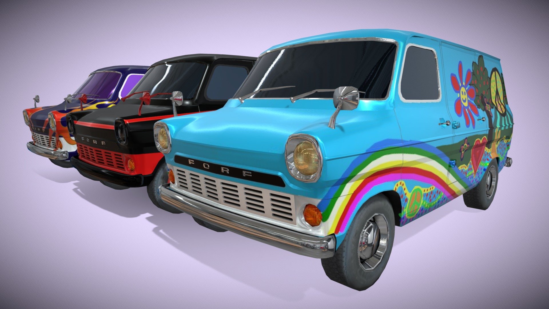 A toy Gypsies Van for decoration or for racing and etc....1 Van with 4 different skins. Model with few polygons. Textures in PBR size 2048. In additional download more formats, FBX, OBJ 3d model