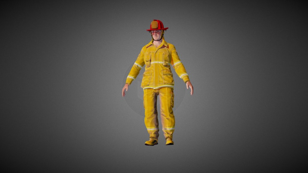 Animation Firefighter - 3D model by r23 3d model
