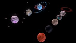 Sci-Fi Planets & Asteroids Examples asteroid, planet, sci, fi, spacecraft, shooter, up, module, ready, vechicle, planets, jet, star, asset, pbr, mobile, sci-fi, plane, concept, space, spaceship