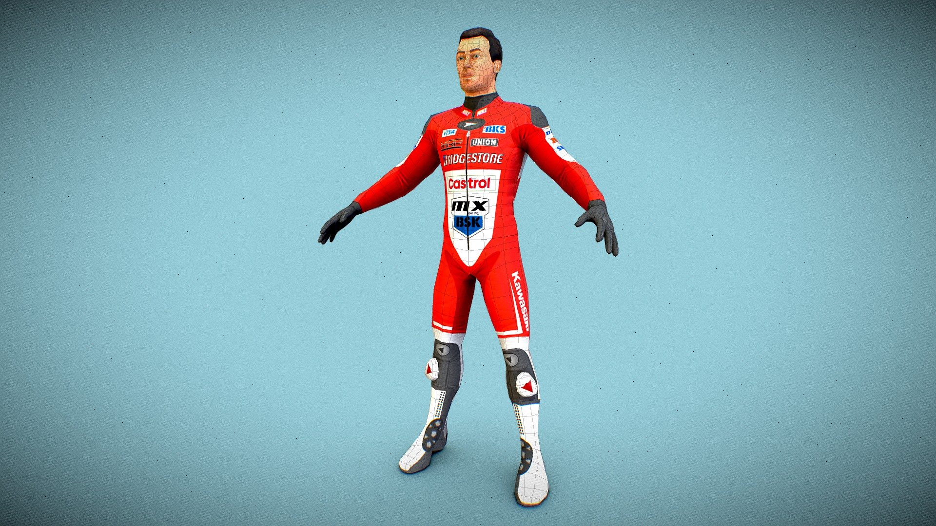 A low poly character made for a MotoGP mobile racing game 3d model