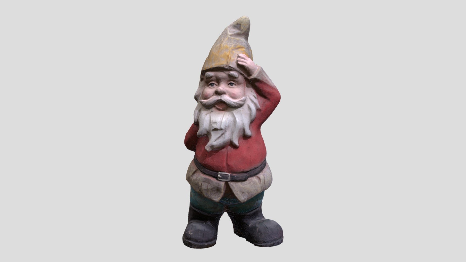 Photogrammetry capture of a garden gnome that was made from china but given the appearing of wood. Fully textures from the photo scan including normals. The model has been cleaned up and decimated to a resonable size and the underside of the feet have been artifically flattened. 4K high res textures make the model great for high resolution renders or games 3d model