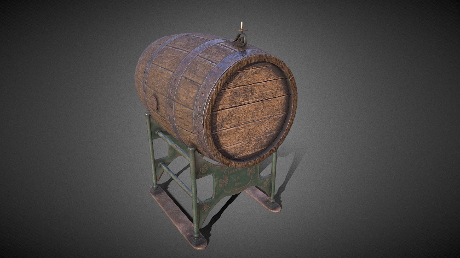 Wine Barrel including barrel stand and a barrel mounted candle holder,
Made with Blender and Substance Painter 3d model