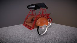 Cycle rickshaw indonesia, traditional, yogyakarta, blender3d-modeling, cycle-rickshaw, becak, stair, blender, vehicle, wood