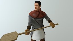 Medieval Baker medieval, midpoly, baker, photoshop-handpainted-lowpoly, rigged-character, rigged-model, character, handpainted, photoshop, 3dsmax, lowpoly, stylized, fantasy, person
