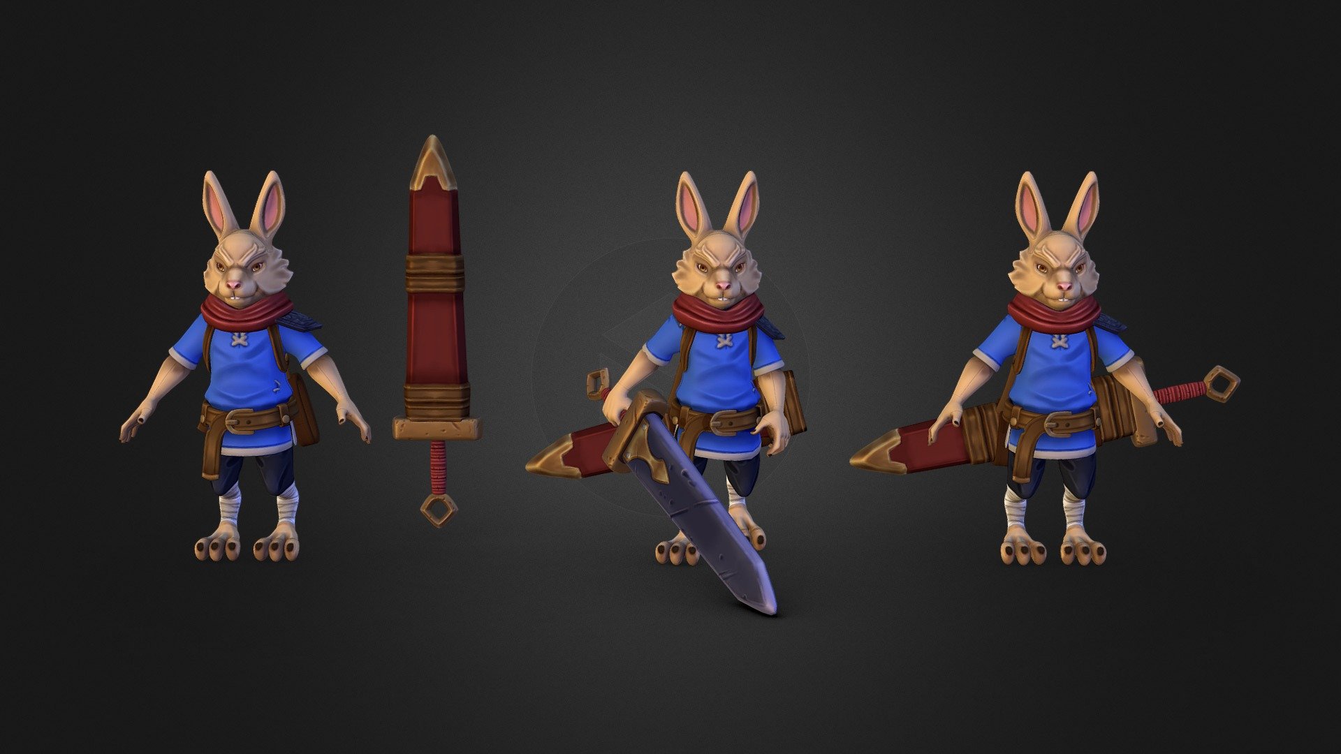 Rabbit Merc

rigged : yes/basic |
animated : no |
blandshape : no |
texture : yes (Color/Diffuse, Metalness, Normal, AO, Spec in 4096x4096) |
Tris : 84.040 (1 character) |

for more info contact me : rcs.nova2011@gmail.com
thanks you ~ - Rabbit Mercenary - Buy Royalty Free 3D model by NovanCN 3d model