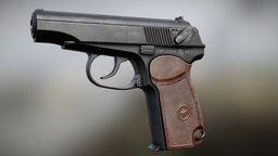 Makarov pistol soviet, handgun, realistic, pistol, bakelite, weapon, weapons, gameready, steel