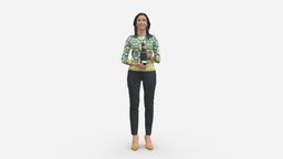 Barwoma In Blouse Alco Bottle In Hands 0944 style, white, people, clothes, miniatures, realistic, woman, alcohol, blouse, character, 3dprint, model, bottle