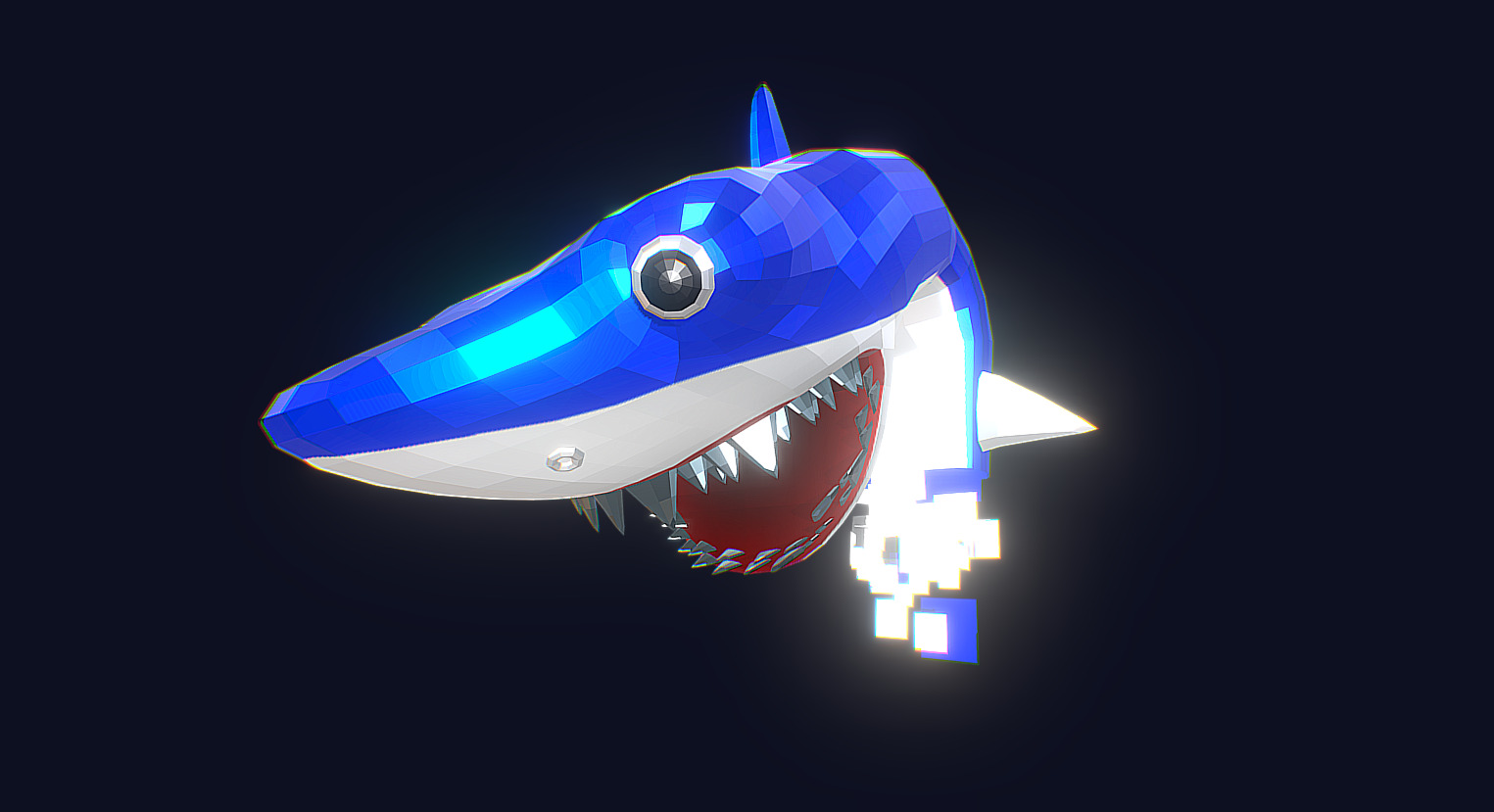Cartoon fanart of the hologram shark from back to the future 2 3d model