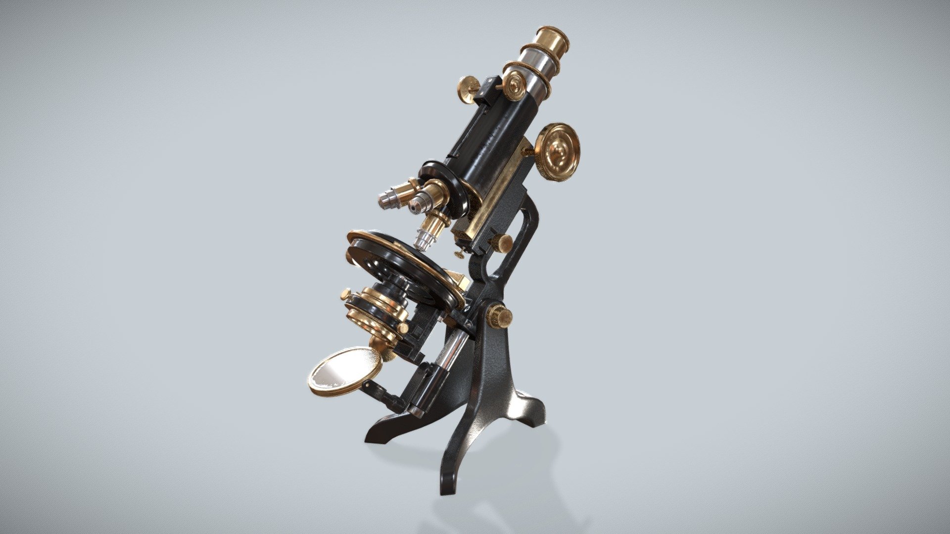 Here's a model of an antique microscope I made

C&amp;C are welcome! - An Antique Microscope - 3D model by Noel Chengalath (@Noel_Chengalath) 3d model