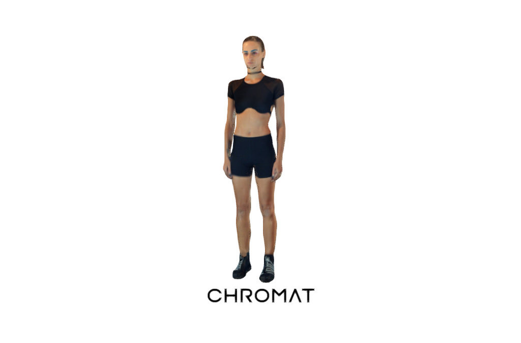 Jessica in the Uniform Top &amp; Bouloux Shorts &amp; Sport Lace Up Sneakers.

Scanned at Chromat's SS16 runway show at New York Fashion Week.

See the full collection at http://chromat.co/ - Jessica for Chromat - 3D model by CHROMAT 3d model
