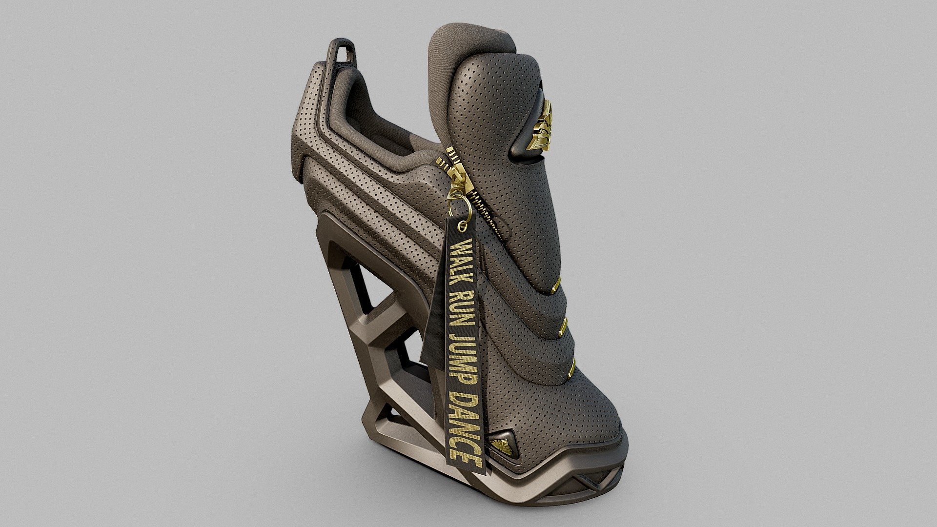 Take your virtual projects to the next level with the Comfy Heel. This model is perfect for character creation, visualization, and a variety of other purposes. The boot was designed and sculpted with ZBrush and textured with Substance Painter for a realistic look and feel. The design exudes innovation and luxury, radiating an air of confidence and sophistication in street wear! Pumping the boot with a pump on the front will inflate air cushions around the feet, providing an unparalleled level of comfort. Thanks to a special sole, the platform provides a one-of-a-kind walking experience by reducing the sound of each step to the whisper of a falling feather! And the special sensors will gather all the necessary data to optimize your wellness experience.

Unreal Engine 5.1.1 scene with materials, textures, and a mirrored pair of heels included!

See the versions:
(BLK) https://skfb.ly/oDIHz
(CAMO) https://skfb.ly/oE77n - Comfy Heel (BLK&GLD) - Buy Royalty Free 3D model by Bartholomew Koziel (@bkoziel) 3d model