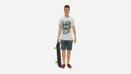 Junior With Skateboard 0795 style, skateboard, child, miniatures, realistic, junior, sportsman, character, 3dprint, model