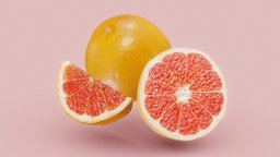 Grapefruit fruit, red, orange, half, pink, realistic, yellow, citrus, grapefruit, slice, pulp, 3dasset, substancepainter, substance, photoscan, realitycapture, photogrammetry, asset, 3d, pbr, scan, 3dscan, subtropical, grapefruite