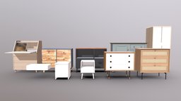 Cabinet Pack | Blender-UE5-C4D-3DS-max | 9 set, architectural, pack, furniture, table, cabinet