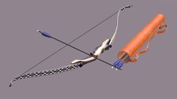Bow, Arrows, and Quiver bow, archery, highresolution, weapon-3dmodel, highpoly