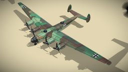 Messerschmitt ME-264 Amerika Bomber WW2 bomber ww2, airplane, bomber, heavy, messerschmitt, strategic, propeller, aircraft, luftwaffe, lowpoly, military, gameasset, plane, amerikabomber, me-264