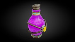 Stylized Magic Potion wizard, games, vintage, retro, haunted, scary, stylised, mage, old, witchcraft, potion, magician, alchemy, herbal, substancepainter, substance, cauldron, witch, gameasset, halloween, pumpkin, bottle, magic, gameready