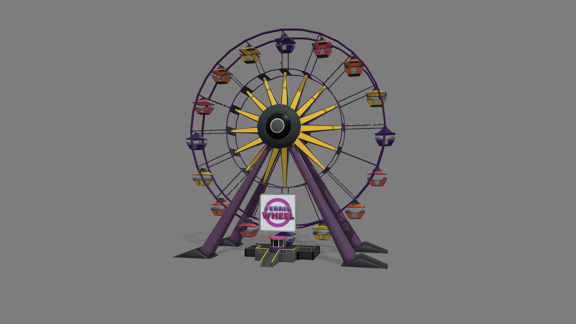 Ferris wheel amusement park attraction. This model is part of our amusement park pack that you can fin in our profile - Ferris Wheel - Buy Royalty Free 3D model by assetfactory 3d model