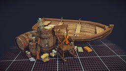 Q-week assignment : 5 props "Forest loner" dae, lantern, violin, barrel, can, books, furniture, remington, whiskey, props, old, beans, fiddle, remington870, wooden-chair, offgrid, booze, rowing-boat, conspiracy, old-boat, weapon, low-poly, chair, shotgun, bottle, boat, lowpoly-assets, low-poly-scene, conspiracy-theorist, forest-loner, noai