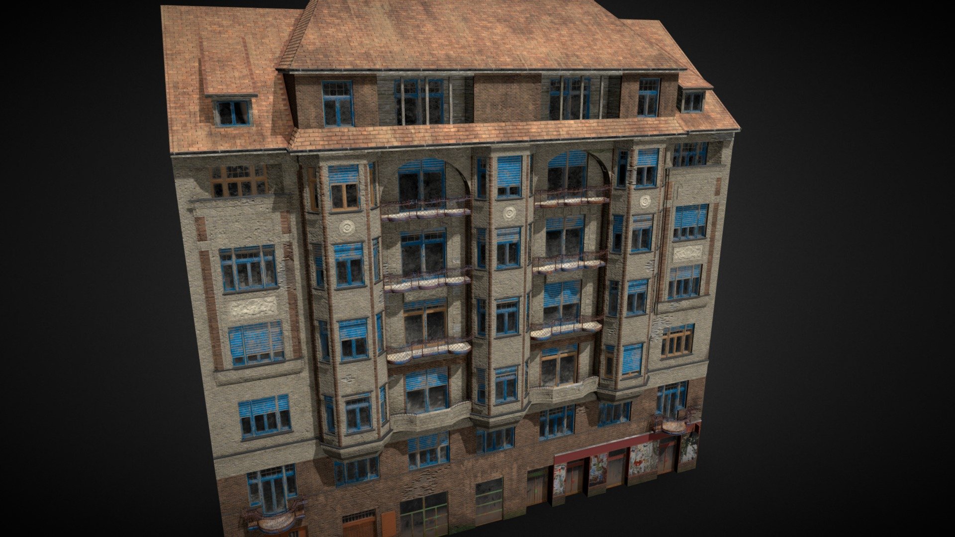 Decrepit building in the center of Budapest 3d model