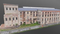 Old bricks factory ruin, abandoned, empty, ruins, archviz, drone, exterior, back, 3d-scan, warehouse, post-apocalyptic, urban, concrete, industry, grunge, old, 3d-scanning, facade, usti, labem, nad, photoscan, photogrammetry, street, factory, cukrovar