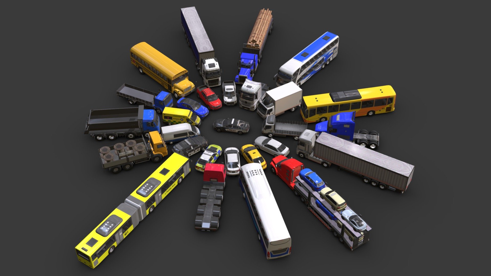 Vehicle-Pack-1 (28 models)

This pack includes 28 vehicles which are low-poly. You can use all of these vehicles in your games.

the inside of these models are designed simply so it is low_poly and it can be used for any game.

Low poly

30 models

Average poly count: 10/000 tris.

Textures size : 2048 * 2048 (BMP)_10241024(bmp)_30003000(bmp)_512*512(bmp)

Textures High Quality

The main folder is in the additional files 3d model