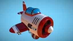 Airplane Red Cartoon airplane, aereo, bombardier, weapons-game-objects-3d-models, aeronave, military-war, cartoon