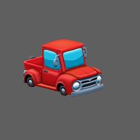Pickup Model preview handpainted, low-poly, cartoon, lowpoly, car