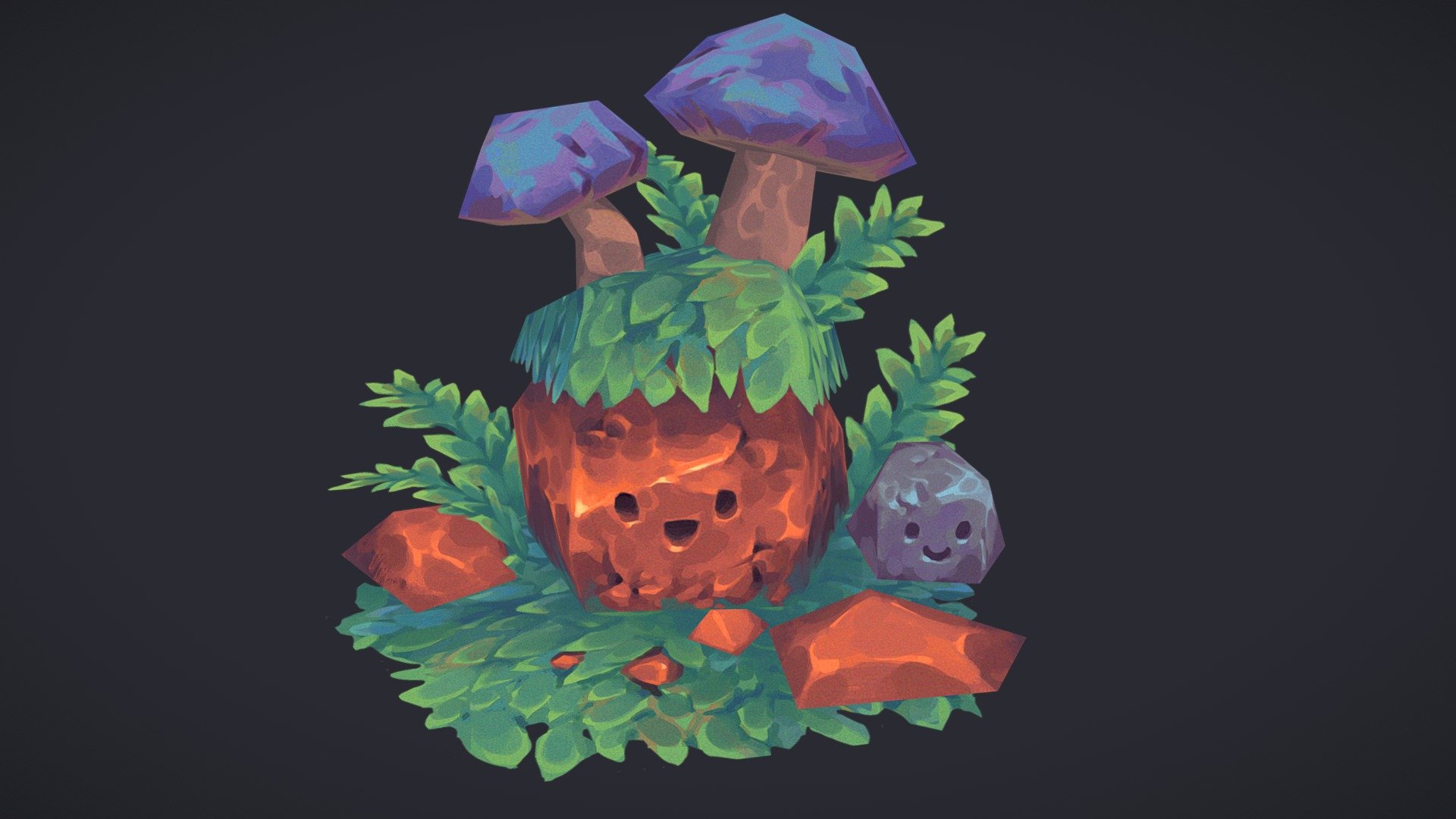 Just a couple lil low-poly, hand-painted rocks 😊 - Cute Rocks - 3D model by StepSharp 3d model