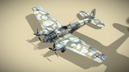 Heinkel He-111 lowpoly WW2 bomber ww2, airplane, bomber, attack, propeller, aircraft, heinkel, luftwaffe, he-111, lowpoly, gameasset, plane