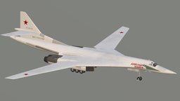 Tupolev Tu-160 Strategic bomber (Blender 3D) missile, white, nuclear, bomber, soviet, army, carrier, russian, strategic, swan, aircraft, tupolev, cruise, tu-160, blackjack, military, plane
