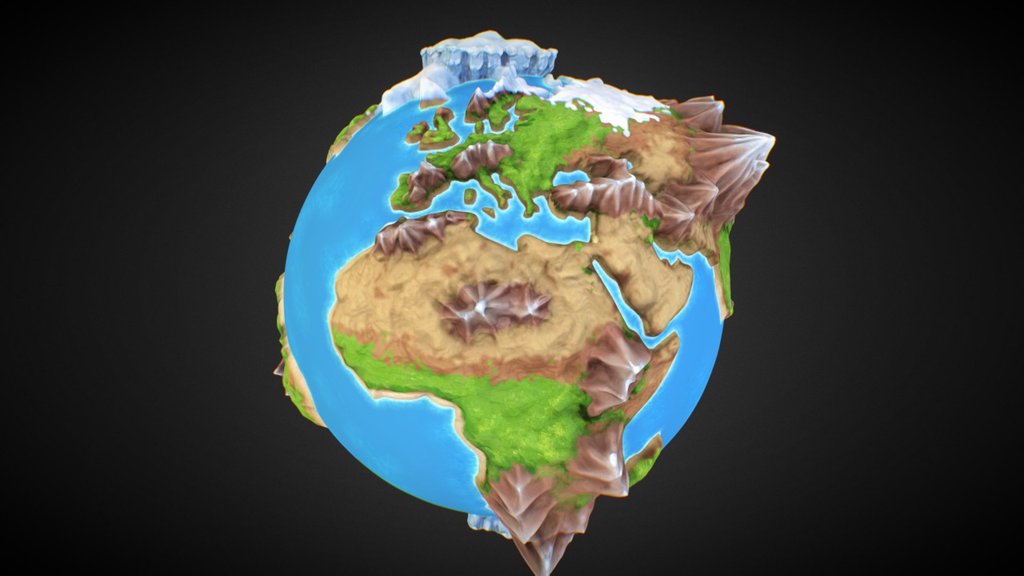 The whole world stylized.




Download for 3D printing: http://www.thingiverse.com/thing:671647

Shapeways colored 3D print: https://www.shapeways.com/product/LFWU8VM6X/the-whole-world?li=shop-results&amp;optionId=55511618
 - The Whole World - 3D model by TocoGamescom 3d model