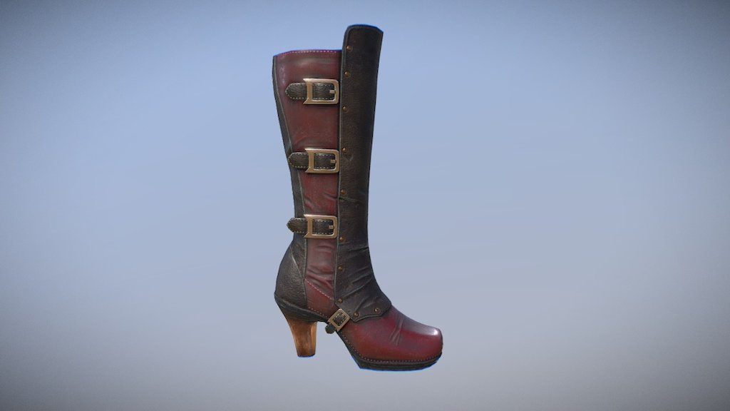 Steampunk style high heel aged boot - Steampunk boot - 3D model by Anderson Barges (@evilschool) 3d model