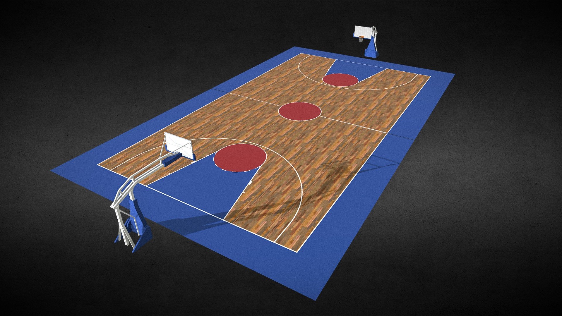 A basketball court for indoor sport events 3d model