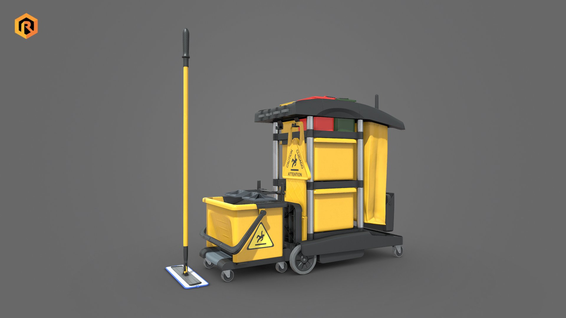 Low-poly PBR 3D model of Cleaning Cart.

The model is divided into several elements to make it more configurable.

This asset is best for use in games and other VR/AR, real-time applications such as Unity or Unreal Engine.

It can also be rendered in Blender (ex Cycles) or Vray as the model is equipped with all required PBR textures.   

Technical details:   




2 PBR textures sets (Main Body, Alpha)   

22398 Triangles  

21940  Vertices  

The model is divided into few objects so you can configure this assets as you need. 

Model is completely unwrapped.  

Pivot points are correctly placed to suit optional animation process.  

Lot of additional file formats included (Blender, Unity, Maya etc.)  

More file formats are available in additional zip file on product page.

Please feel free to contact me if you have any questions or need any support for this asset.

Support e-mail: support@rescue3d.com - Cleaning Cart - Buy Royalty Free 3D model by Rescue3D Assets (@rescue3d) 3d model