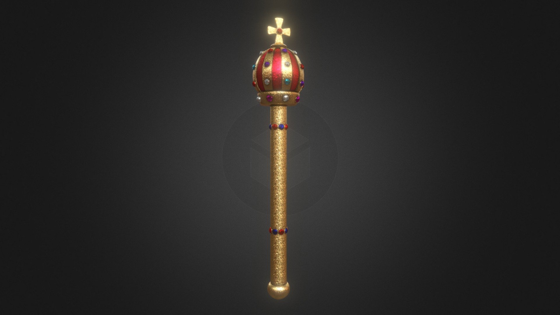 A rod with precious stones and carvings is a sign of royal power 3d model