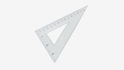 Three sided ruler 01 school, square, set, scale, measurement, tool, inch, angle, ruler, straight, length, centimeter, millimeter, architecture, 3d, pbr, engineering