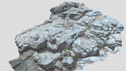 River Cliff Rocks Scan forest, drone, river, big, huge, valley, rough, cliff, boulder, water, smooth, moss, photoscan, photogrammetry, 3d, blender, pbr, low, poly, model, scan, stone, blue, rock