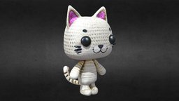Crochet Funko Cat virtual, cat, project, style, prop, creative, whimsical, handmade, quirky, collectible, look, aesthetic, cozy, crochet, funko, high-detail, 3d, art, texture, model, design, digital, animation, createdwithai