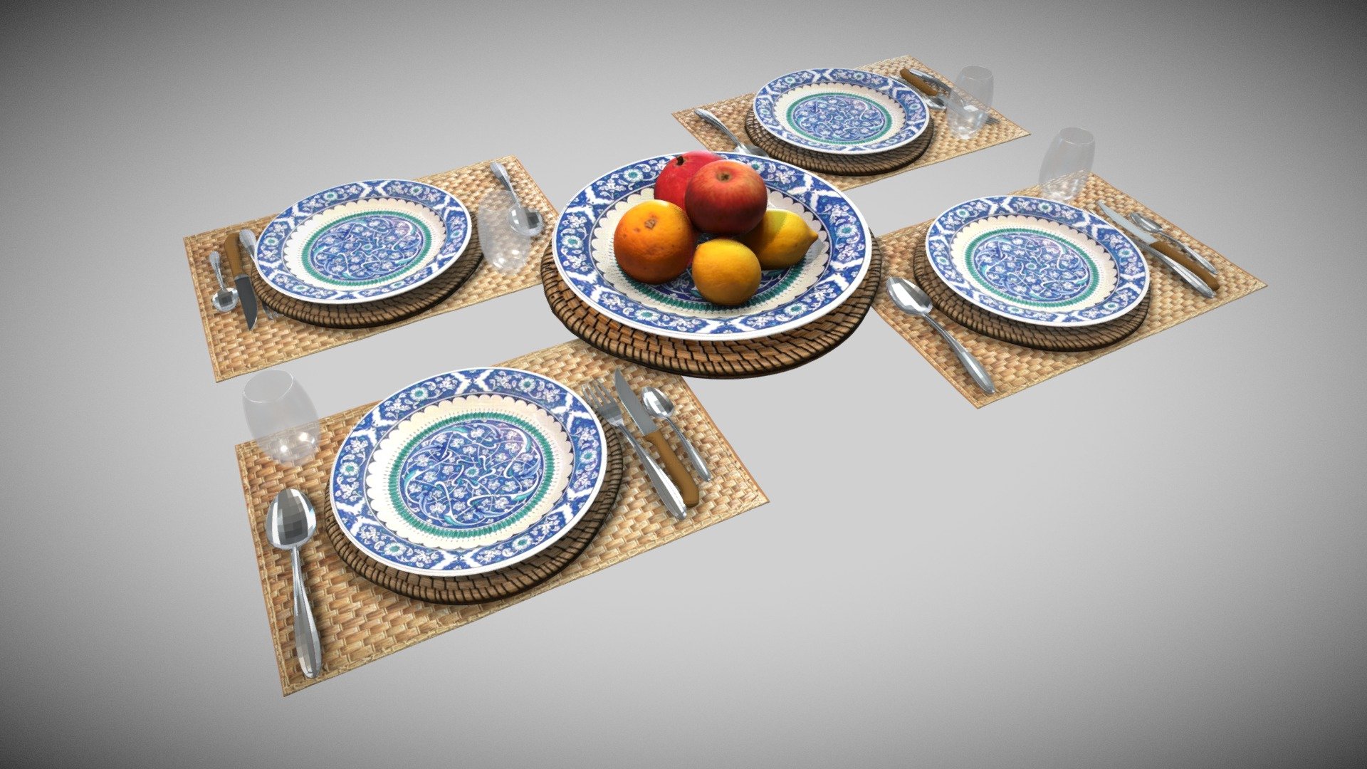 Buon Appetito - Table Set Ready - Buy Royalty Free 3D model by Francesco Coldesina (@topfrank2013) 3d model