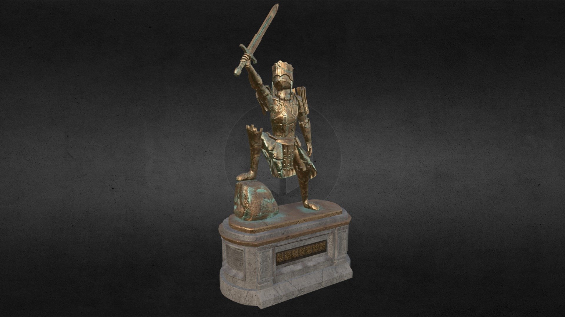 Centerpiece for my new Environment Piece, which can be found on my Artstation here: https://www.artstation.com/thirstynerd

I made this statue following a pretty traditional workflow for modelling a character, in case I wanted to texture it normally as a character model. I modelled Gabriel in Zbrush and retopologized him in 3ds max, gave him a basic biped rig to pose him with and then Textured him in Substance Painter 3d model