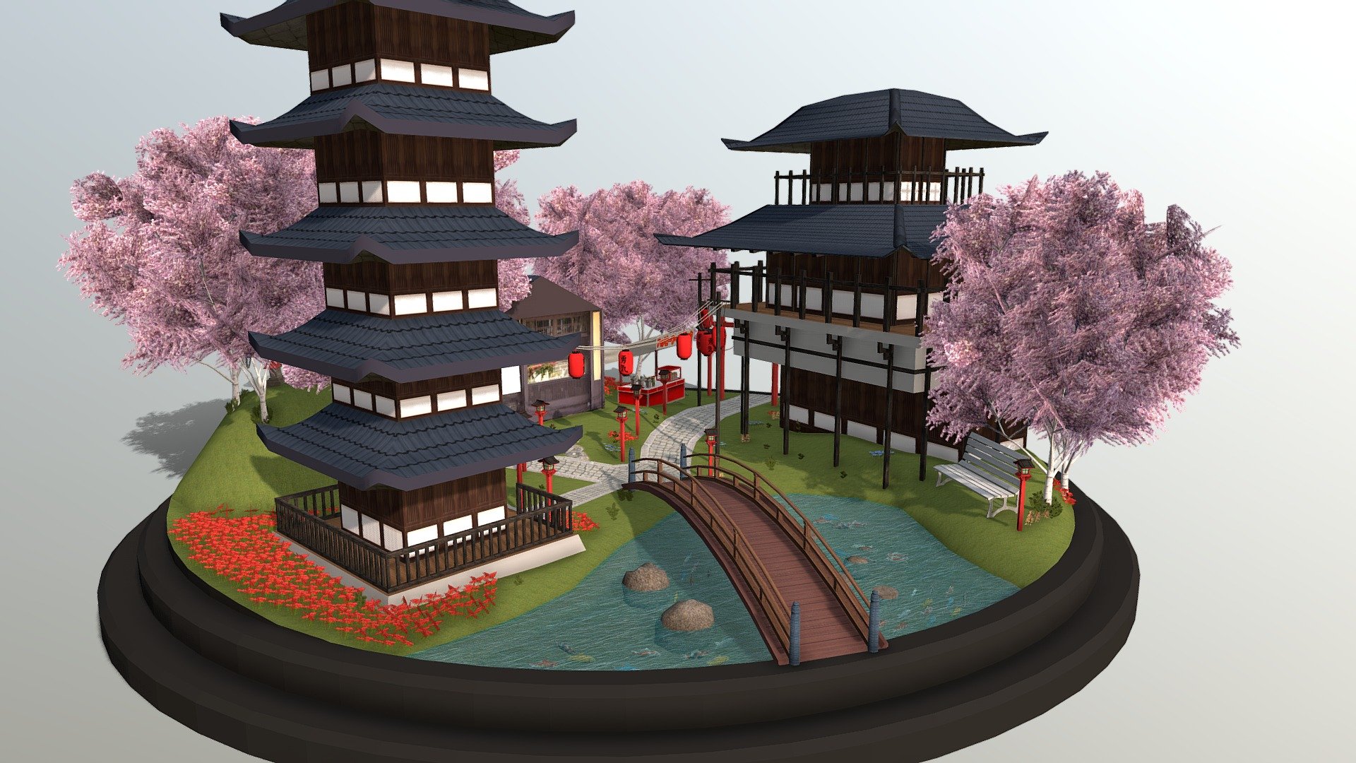 My small version of kyoto japan.

This is my end asignment for Digital Arts and Entertainment 2020 3d model
