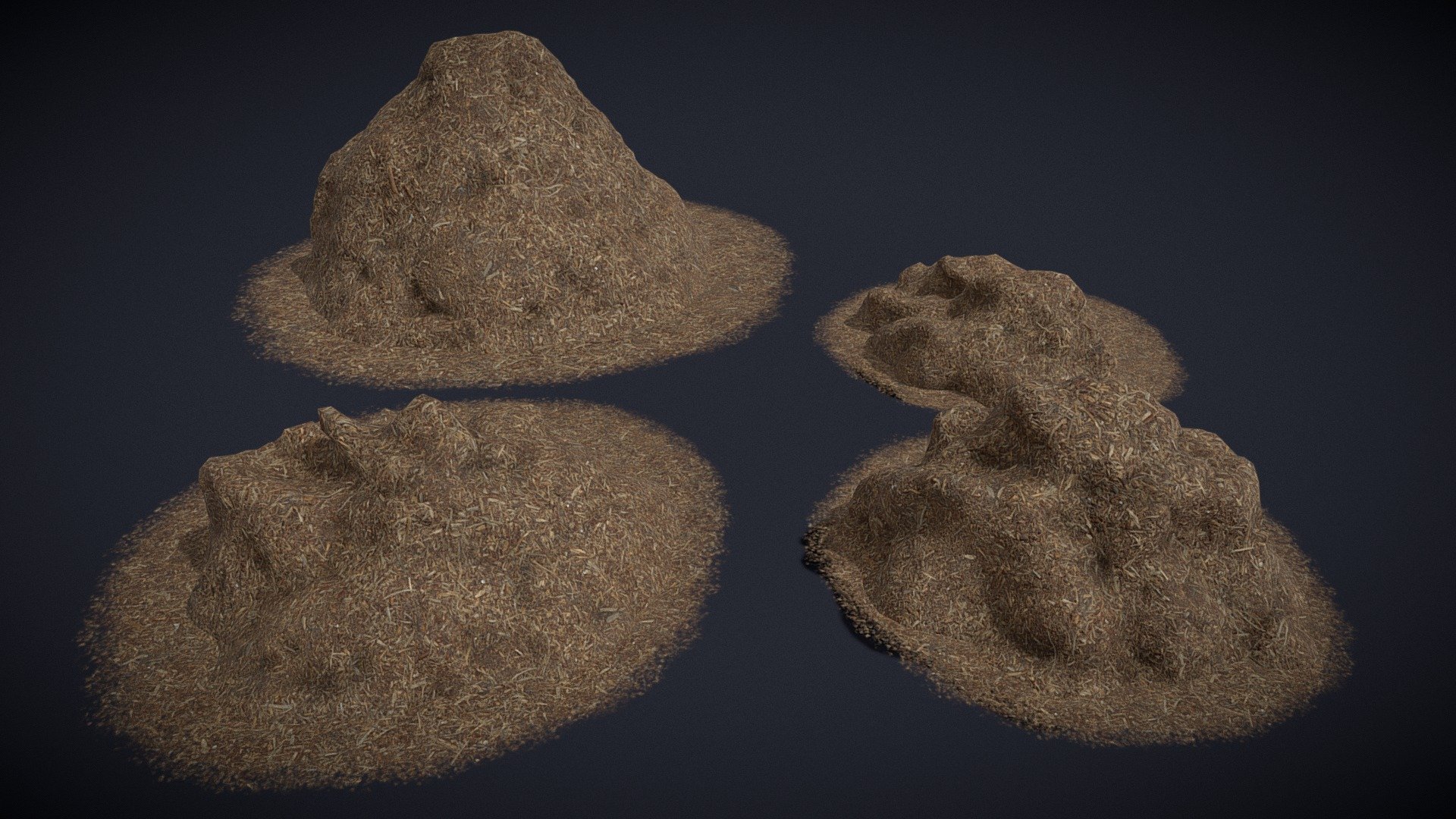 Wood Chip Piles 3D Models- Files Include FBX and OBJ. Includes PBR Texture in 4096 x 4096 3d model