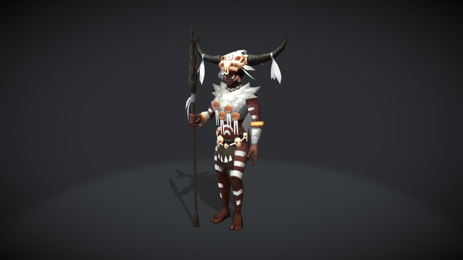 Several characters I rigged and animated for the game Warparty, a stone age RTS developped by the belgian studio Warcave.

Here is the Shaman, the healer of the Necromas faction 3d model
