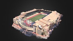 Stade Louis II à Monaco stadium, football, stade, scan3d, monaco, sketchup, blender, louisii