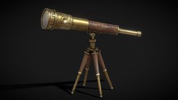 Antique Telescope victorian, steampunk, bronze, prop, vintage, rusty, astronomy, telescope, antique, lens, brass, decor, props, star, binocular, optic, magnifying-glass, decorative-element, low-poly, lowpoly, decoration, space, vintage-furniture, vintage-props, noai, astronomy-props