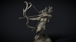 Elven ranger statue 3dprintable, statue, freedownload, freemodel