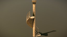 Dilapidated wooden spiral staircase (old wood)